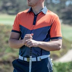 Galvin Green Golf Shirt - Mateus - Orange SS23 -Golf Fashion Shop galvin green golf shirt mateus orange ss23 g1366 53 o