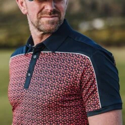 Galvin Green Golf Shirt - Millard - Navy - Orange SS23 -Golf Fashion Shop galvin green golf shirt millard navy orange ss23 g1373 35 m