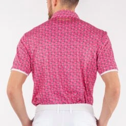 Galvin Green Golf Shirt - Moore Print Polo - Sugar Coral LE 2023 -Golf Fashion Shop galvin green golf shirt moore print polo sugar coral le 2023 g1365 98 27