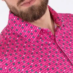 Galvin Green Golf Shirt - Moore Print Polo - Sugar Coral LE 2023 -Golf Fashion Shop galvin green golf shirt moore print polo sugar coral le 2023 g1365 98 28