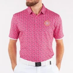 Galvin Green Golf Shirt - Moore Print Polo - Sugar Coral LE 2023 -Golf Fashion Shop galvin green golf shirt moore print polo sugar coral le 2023 g1365 98 29