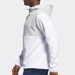 Adidas Golf Pullover - Textured Anorak Hoodie - White AW23 -Golf Fashion Shop hz3210 adidas golf pullover textured anorak hoodie white aw23 crop 6