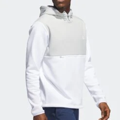 Adidas Golf Pullover - Textured Anorak Hoodie - White AW23 -Golf Fashion Shop hz3210 adidas golf pullover textured anorak hoodie white aw23 crop 7