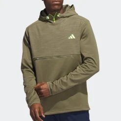 Adidas Golf Pullover - Texture Anorak - Olive Strata AW23 -Golf Fashion Shop ib1989 adidas golf pullover texture anorak olive strata aw23 crop 3