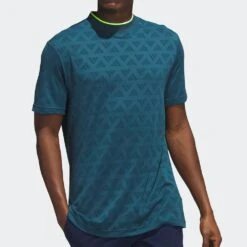 Adidas Golf Shirt - Jacquard Mock Polo - Arctic Night AW23 -Golf Fashion Shop ib1996 adidas golf shirt jacquard mock polo arctic night aw23 crop 3