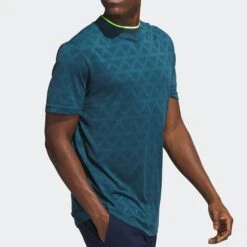 Adidas Golf Shirt - Jacquard Mock Polo - Arctic Night AW23 -Golf Fashion Shop ib1996 adidas golf shirt jacquard mock polo arctic night aw23 crop 6