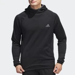 Adidas Golf Pullover - Cold.Rdy Hoodie - Black AW23 -Golf Fashion Shop il9632 adidas golf pullover cold.rdy hoodie black aw23 crop 3