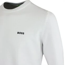BOSS Golf Jumper - Rallo Crew Neck - Training White FA23 -Golf Fashion Shop img 9283