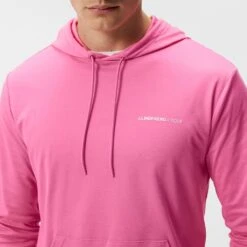 J.Lindeberg Golf Hoodie - Roland Pullover - Azalea Pink HS23 -Golf Fashion Shop j lindeberg golf hoodie roland pullover azalea pink hs23 gmjs08401 s098 4