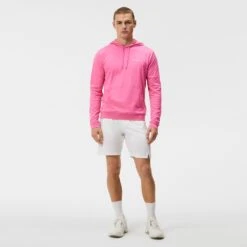 J.Lindeberg Golf Hoodie - Roland Pullover - Azalea Pink HS23 -Golf Fashion Shop j lindeberg golf hoodie roland pullover azalea pink hs23 gmjs08401 s098 5