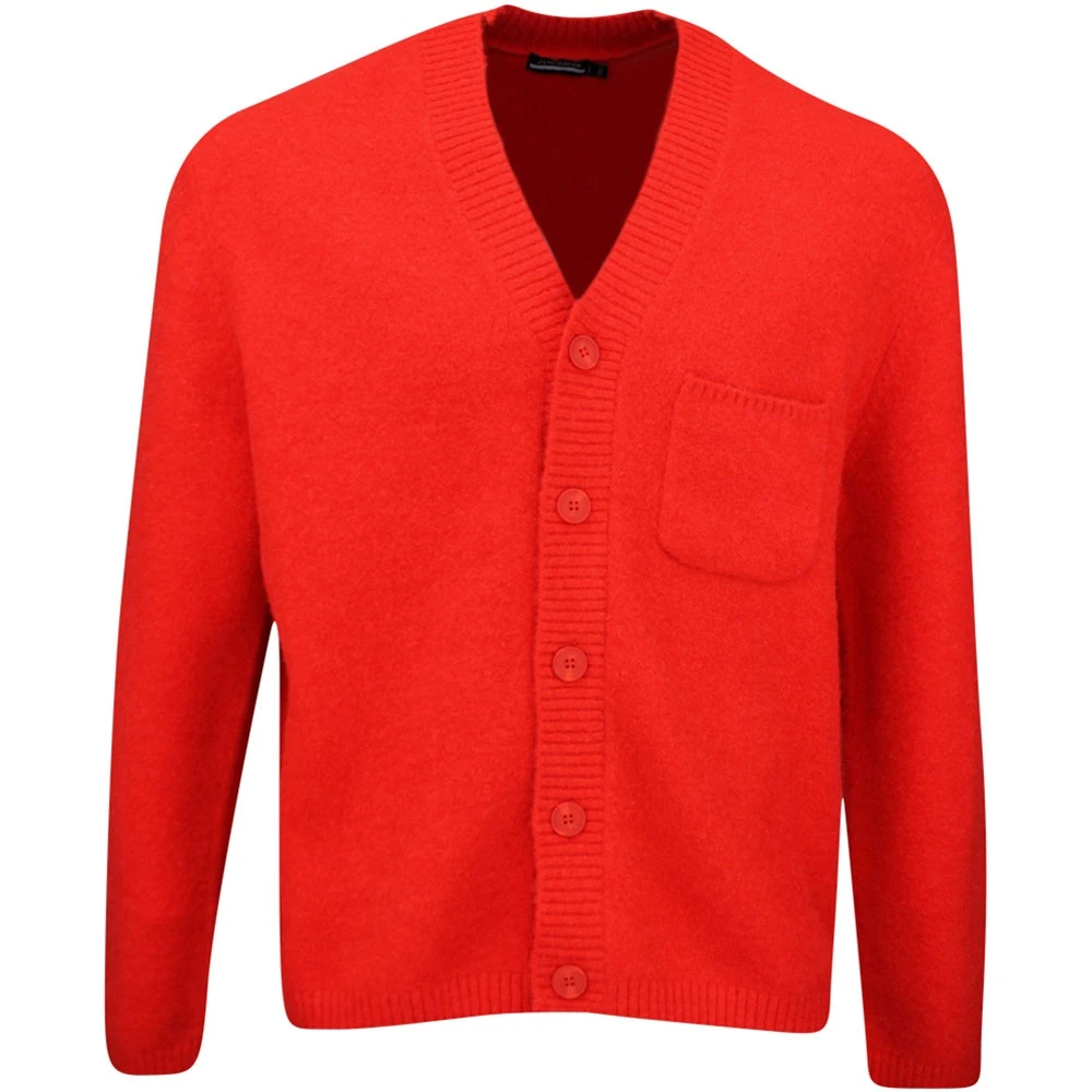 J.Lindeberg Golf Jumper - Clarke Knitted Cardigan - Fiery Red AW23 3 J.Lindeberg Golf Jumper - Clarke Knitted Cardigan - Fiery Red AW23