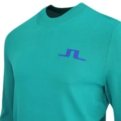J.Lindeberg Golf Jumper - Gus Knitted Sweater - Proud Peacock AW23 -Golf Fashion Shop j lindeberg golf jumper gus knitted sweater proud peacock aw23 amkw09395 m501 87