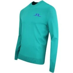 J.Lindeberg Golf Jumper - Gus Knitted Sweater - Proud Peacock AW23 -Golf Fashion Shop j lindeberg golf jumper gus knitted sweater proud peacock aw23 amkw09395 m501 88