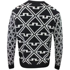 J.Lindeberg Golf Jumper - Isaac Jacquard Knit - Black AW23 -Golf Fashion Shop j lindeberg golf jumper isaac jacquard knit black aw23 amkw09407 9999 22