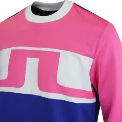 J.Lindeberg Golf Jumper - Jones Crew Neck - Azalea Pink HS23 -Golf Fashion Shop j lindeberg golf jumper jones crew neck azalea pink hs23 gmjs08400 s098 49