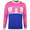 J.Lindeberg Golf Jumper - Jones Crew Neck - Azalea Pink HS23 -Golf Fashion Shop j lindeberg golf jumper jones crew neck azalea pink hs23 gmjs08400 s098 51