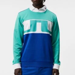 J.Lindeberg Golf Jumper - Jones Crew Neck - Bright Aqua HS23 15 J.Lindeberg Golf Jumper - Jones Crew Neck - Bright Aqua HS23 -Golf Fashion Shop j lindeberg golf jumper jones crew neck bright aqua hs23 gmjs08400 m158 2 1