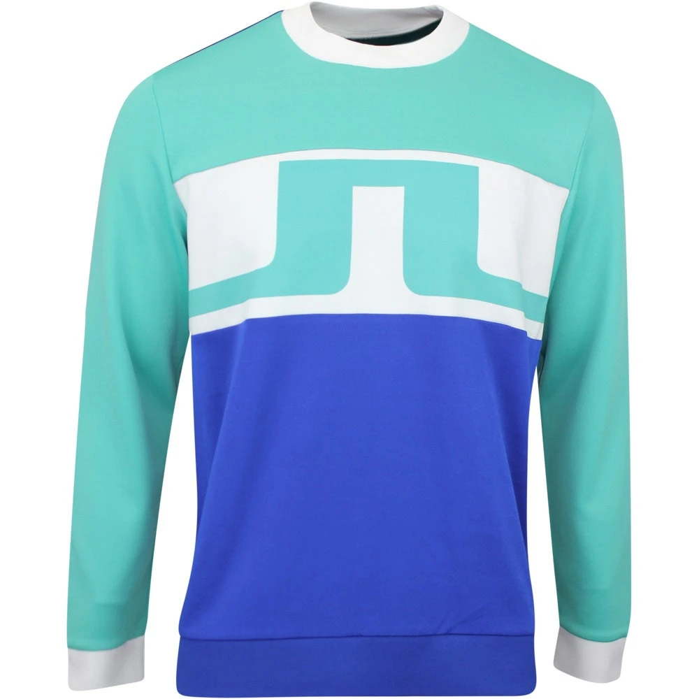 J.Lindeberg Golf Jumper - Jones Crew Neck - Bright Aqua HS23 3 J.Lindeberg Golf Jumper - Jones Crew Neck - Bright Aqua HS23