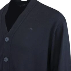 J.Lindeberg Golf Jumper - Lucas Knitted Cardigan - Black AW23 -Golf Fashion Shop j lindeberg golf jumper lucas knitted cardigan black aw23 gmkw09396 9999 38 1