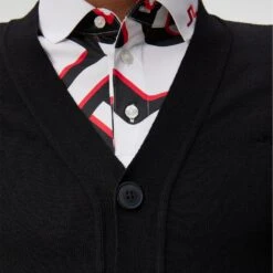 J.Lindeberg Golf Jumper - Lucas Knitted Cardigan - Black AW23 -Golf Fashion Shop j lindeberg golf jumper lucas knitted cardigan black aw23 gmkw09396 9999 6