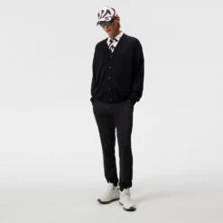 J.Lindeberg Golf Jumper - Lucas Knitted Cardigan - Black AW23 -Golf Fashion Shop j lindeberg golf jumper lucas knitted cardigan black aw23 gmkw09396 9999 8