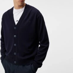 J.Lindeberg Golf Jumper - Lucas Knitted Cardigan - JL Navy AW23 -Golf Fashion Shop j lindeberg golf jumper lucas knitted cardigan jl navy aw23 gmkw09396 6855 17
