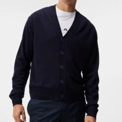 J.Lindeberg Golf Jumper - Lucas Knitted Cardigan - JL Navy AW23 -Golf Fashion Shop j lindeberg golf jumper lucas knitted cardigan jl navy aw23 gmkw09396 6855 20
