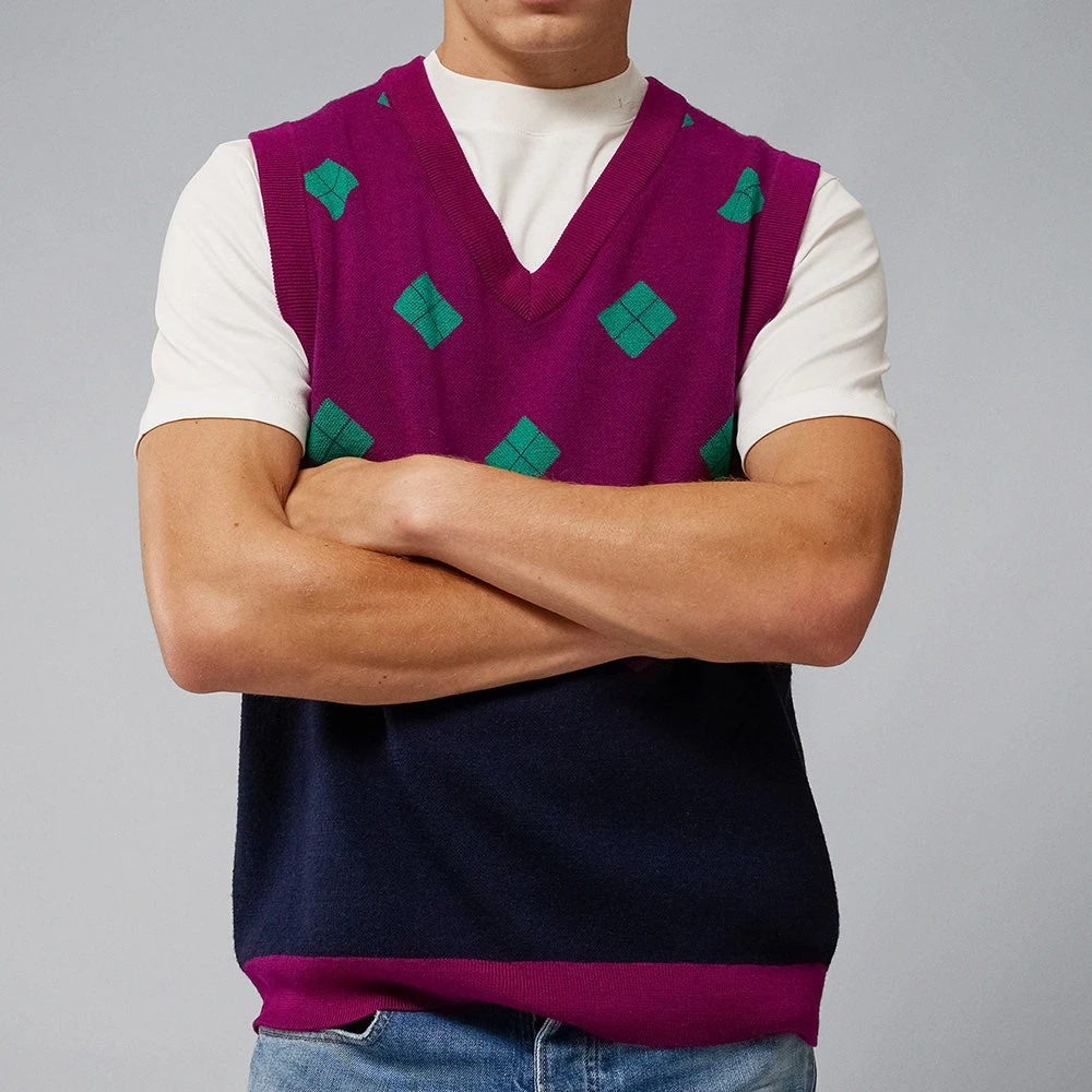 J.Lindeberg Golf Jumper - Argyle Knit Vest - Gloxinia AW22 7 J.Lindeberg Golf Jumper - Argyle Knit Vest - Gloxinia AW22 - Image 5