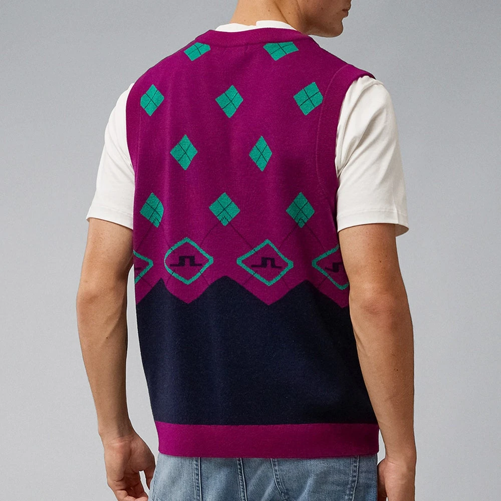 J.Lindeberg Golf Jumper - Argyle Knit Vest - Gloxinia AW22 8 J.Lindeberg Golf Jumper - Argyle Knit Vest - Gloxinia AW22 - Image 6