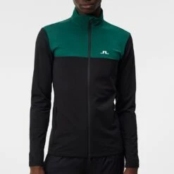 J.Lindeberg Golf Mid Layer - Banks FZ - Rain Forest AW23 -Golf Fashion Shop j lindeberg golf mid layer banks fz rain forest aw23 amjs09082 m374 81