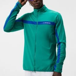 J.Lindeberg Golf Mid Layer - Jarvis FZ - Proud Peacock AW23 -Golf Fashion Shop j lindeberg golf mid layer jarvis fz proud peacock aw23 amjs09084 m501 34