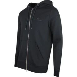 J.Lindeberg Golf Hoodie - Alpha Fleece FZ - Black SS23 -Golf Fashion Shop j lindeberg golf pullover alpha zip hood black ss23 amjs07674 9999 d