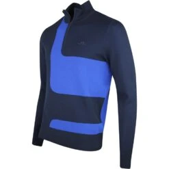 J.Lindeberg Golf Pullover - Davis Knitted QZ - JL Navy SS23 -Golf Fashion Shop j lindeberg golf pullover davis knitted sweater jl navy ss23 amkw08138 6855 l