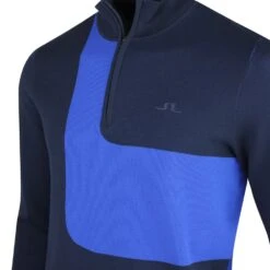 J.Lindeberg Golf Pullover - Davis Knitted QZ - JL Navy SS23 -Golf Fashion Shop j lindeberg golf pullover davis knitted sweater jl navy ss23 amkw08138 6855 p