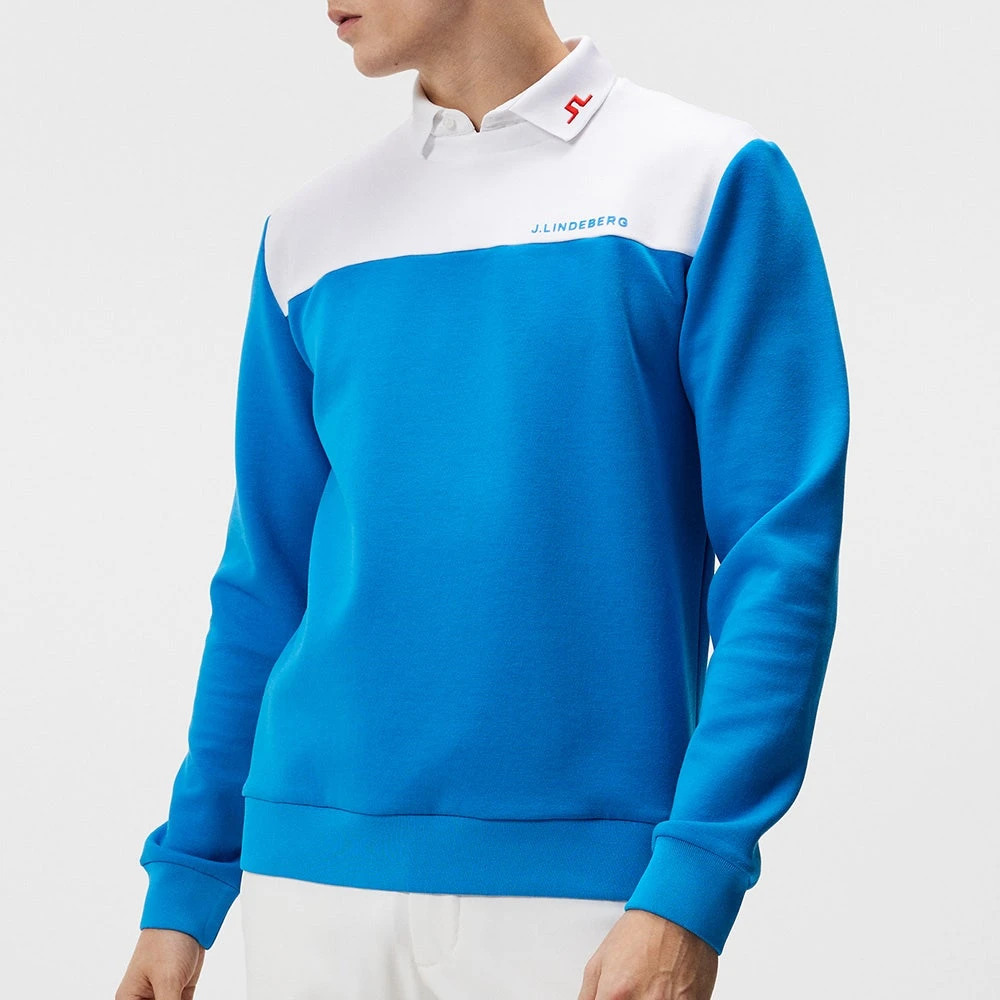 J.Lindeberg Golf Pullover - Jeff Crew Neck - Brilliant Blue SS23 7 J.Lindeberg Golf Pullover - Jeff Crew Neck - Brilliant Blue SS23 - Image 5