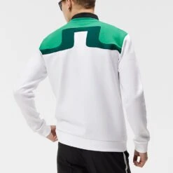 J.Lindeberg Golf Pullover - Jeff Crew Neck - White SS23 -Golf Fashion Shop j lindeberg golf pullover jeff crew neck white ss23 amjs07967 0000 7