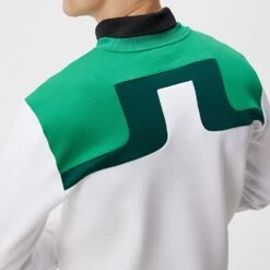 J.Lindeberg Golf Pullover - Jeff Crew Neck - White SS23 -Golf Fashion Shop j lindeberg golf pullover jeff crew neck white ss23 amjs07967 0000 9