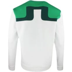 J.Lindeberg Golf Pullover - Jeff Crew Neck - White SS23 -Golf Fashion Shop j lindeberg golf pullover jeff crew neck white ss23 amjs07967 0000 90