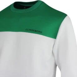 J.Lindeberg Golf Pullover - Jeff Crew Neck - White SS23 -Golf Fashion Shop j lindeberg golf pullover jeff crew neck white ss23 amjs07967 0000 91