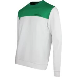J.Lindeberg Golf Pullover - Jeff Crew Neck - White SS23 -Golf Fashion Shop j lindeberg golf pullover jeff crew neck white ss23 amjs07967 0000 92