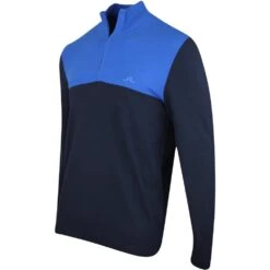 J.Lindeberg Golf Pullover - Jeff Knitted QZ - JL Navy SS23 -Golf Fashion Shop j lindeberg golf pullover jeff knitted sweater jl navy ss23 amkw08141 6855 n