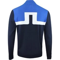 J.Lindeberg Golf Pullover - Jeff Knitted QZ - JL Navy SS23 -Golf Fashion Shop j lindeberg golf pullover jeff knitted sweater jl navy ss23 amkw08141 6855 r