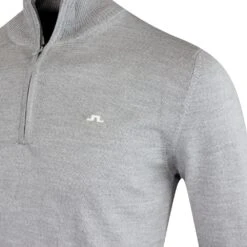 J.Lindeberg Golf Pullover - Kian Tour Merino QZ - Grey Mel. 2023 -Golf Fashion Shop j lindeberg golf pullover kian zipped golf sweater grey melange ss23 gmkw06357 9363 n