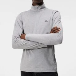 J.Lindeberg Golf Pullover - Luke HZ Mid - Grey Mel. AW23 -Golf Fashion Shop j lindeberg golf pullover luke hz mid grey mel aw23 amjs09079 9363 91