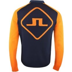 J.Lindeberg Golf Mid Layer - Rolf Hybrid Knit FZ - JL Navy SS23 -Golf Fashion Shop j lindeberg golf pullover rolf hybrid knit jl navy ss23 amkw07594 6855 r