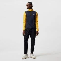 J.Lindeberg Golf Pullover - Terry HZ Mid - Citrus SS23 -Golf Fashion Shop j lindeberg golf pullover terry mid layer citrus ss23 amjs07868 i040 c