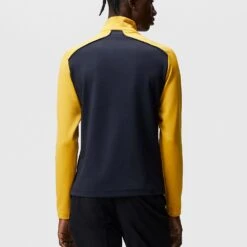 J.Lindeberg Golf Pullover - Terry HZ Mid - Citrus SS23 -Golf Fashion Shop j lindeberg golf pullover terry mid layer citrus ss23 amjs07868 i040 d