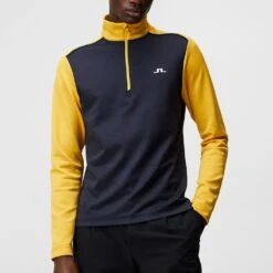 J.Lindeberg Golf Pullover - Terry HZ Mid - Citrus SS23 -Golf Fashion Shop j lindeberg golf pullover terry mid layer citrus ss23 amjs07868 i040 e