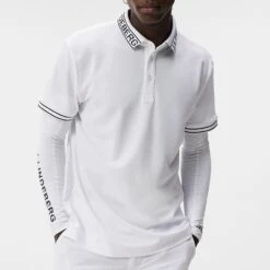 J.Lindeberg Golf Shirt - Austin Regular Fit - White AW23 -Golf Fashion Shop j lindeberg golf shirt austin regular fit white aw23 gmjt08847 0000 30