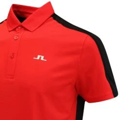 J.Lindeberg Golf Shirt - Hans Regular Fit - Fiery Red AW23 -Golf Fashion Shop j lindeberg golf shirt hans regular fit fiery red aw23 gmjt08586 g135 61